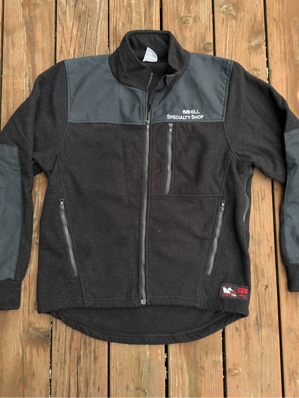 FR Fire Retardant Men's Black & Gray Fleece Jacket Large